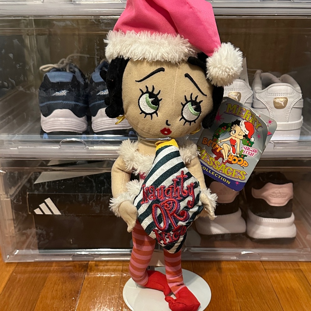 Betty Boop Naughty or Nice Plush with Pink Hat